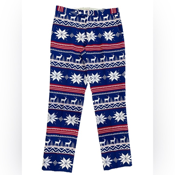 OppoSuits Christmas Men’s 2-Piece The Rudolph Suit Blue Red Reindeer Snowflakes - Picture 6 of 9